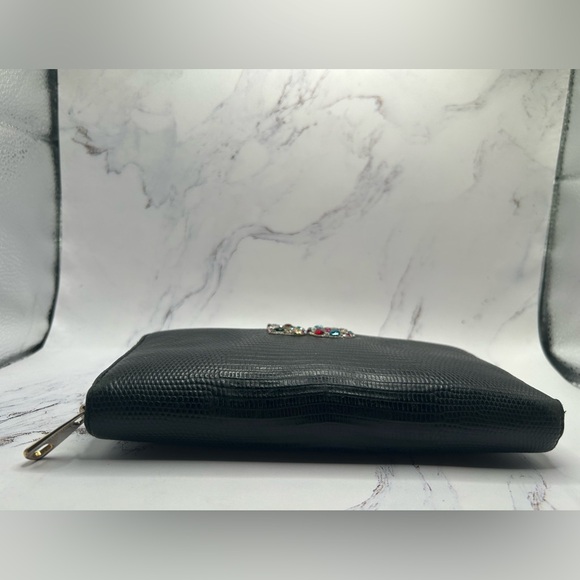 DOLCE & GABBANA Multicolor Crystal Logo Long Zippy Black Leather Wallet + COA - Picture 10 of 15